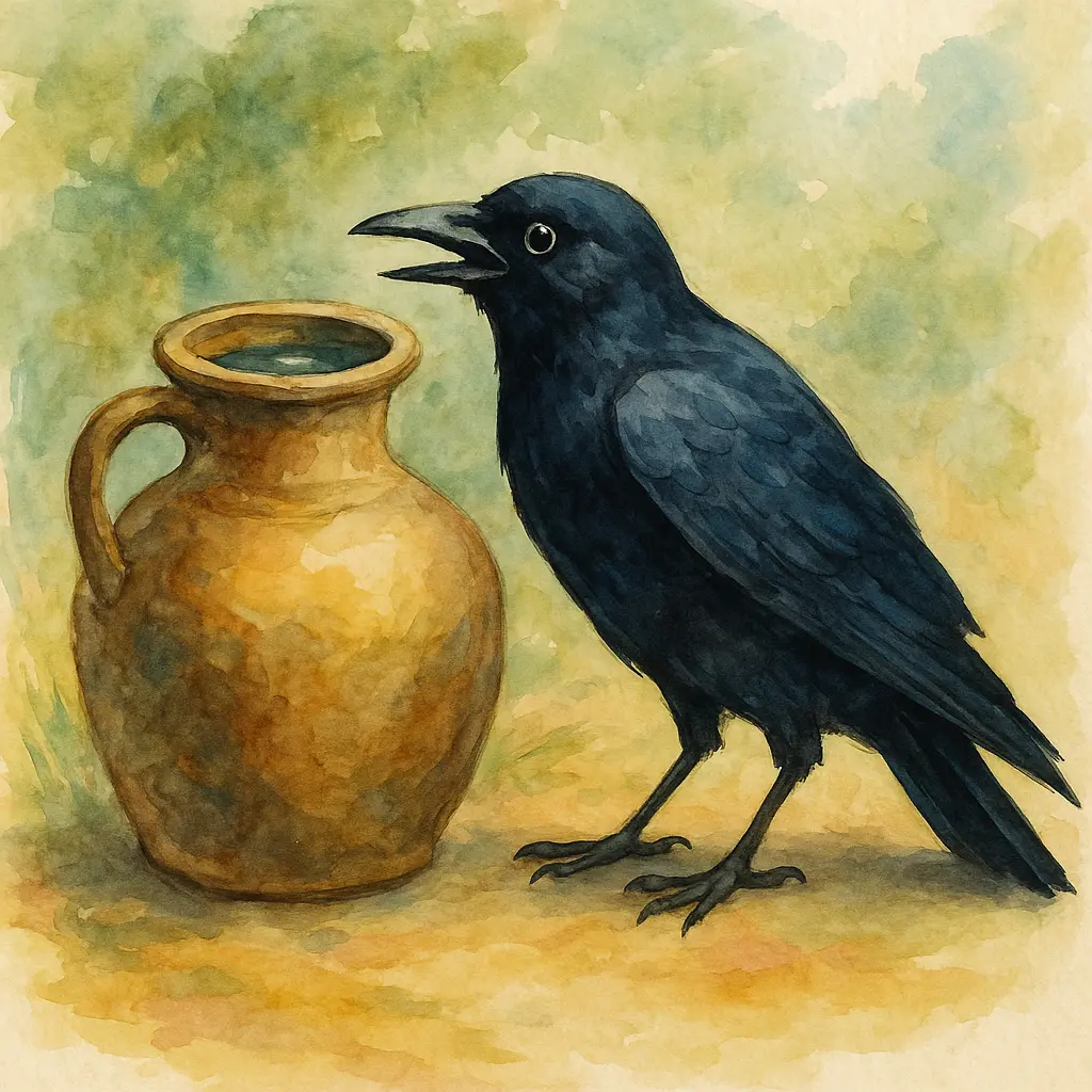 The Thirsty Crow's Clever Adventure